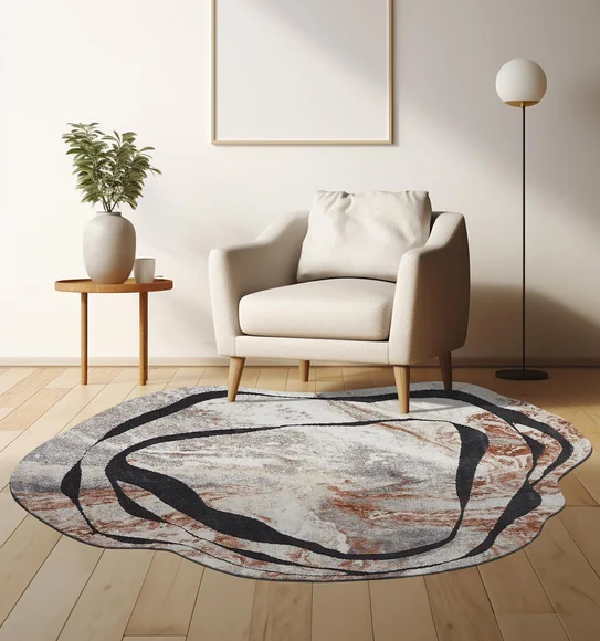 Cyrus Abstract Machine Made Carpet Orange