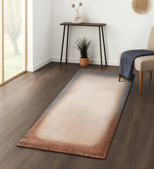 Reverie Solid Machine Made Runner Beige and Brown