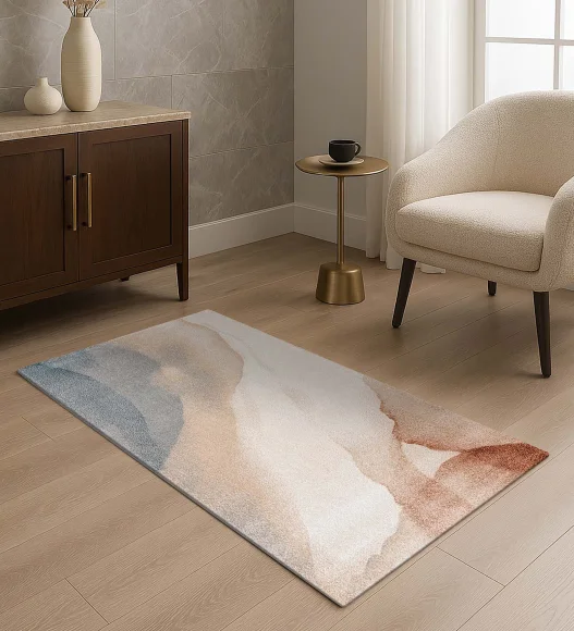 Reverie Abstract Machine Made Runner Brown and Blue