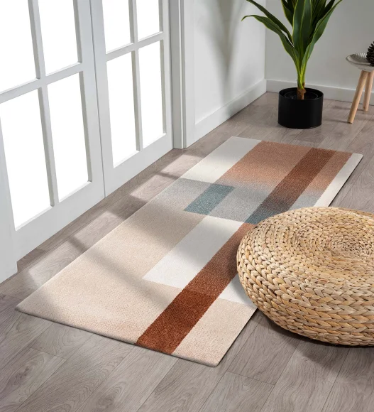 Reverie Geometric Machine Made Runner Brown and Beige