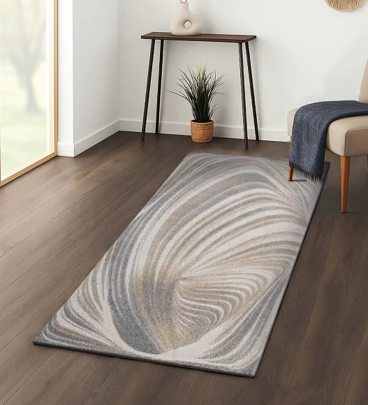 Reverie Abstract Machine Made Runner Beige and Brown