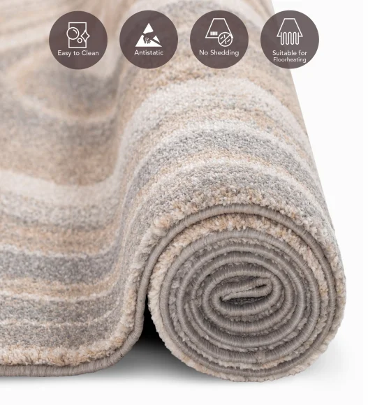 Reverie Abstract Machine Made Runner Beige and Brown