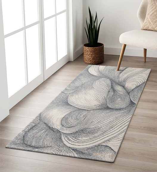 Reverie Abstract Machine Made Runner Beige and Grey