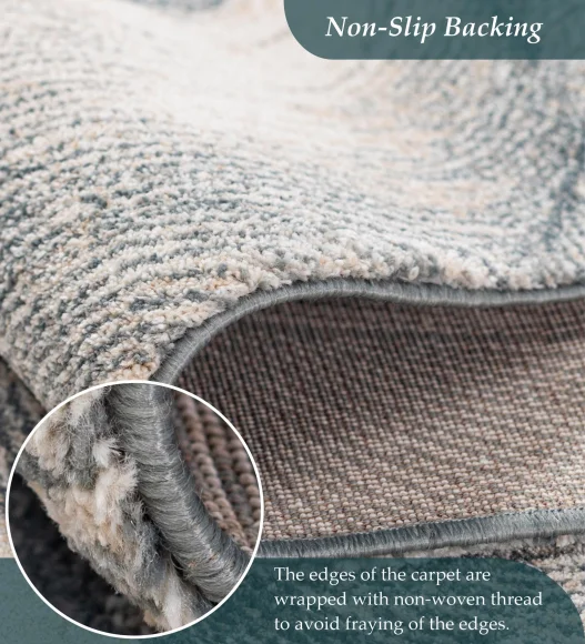 Reverie Abstract Machine Made Runner Beige and Grey