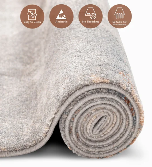 Reverie Abstract Machine Made Runner Brown and Grey