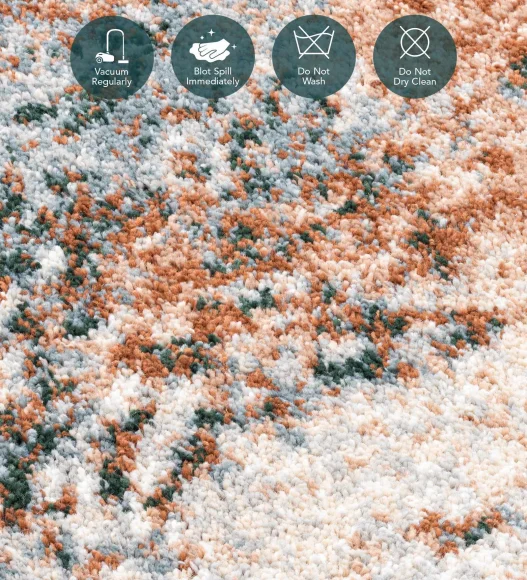 Reverie Abstract Machine Made Runner Grey and Rust
