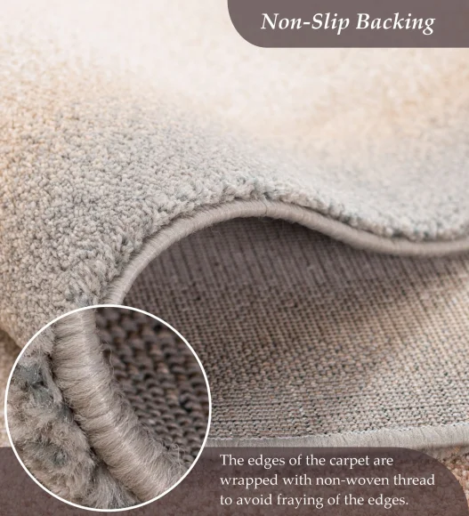 Reverie Solid Machine Made Carpet Beige and Brown