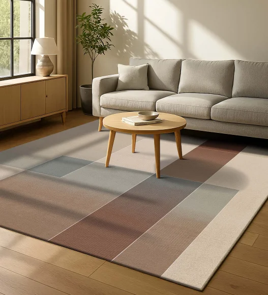 Reverie Geometric Machine Made Carpet Brown and Beige