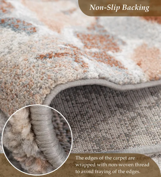 Reverie Floral Machine Made Carpet Beige and Rust