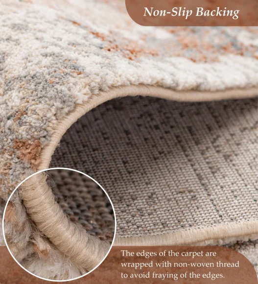 Reverie Abstract Machine Made Carpet Beige and Brown