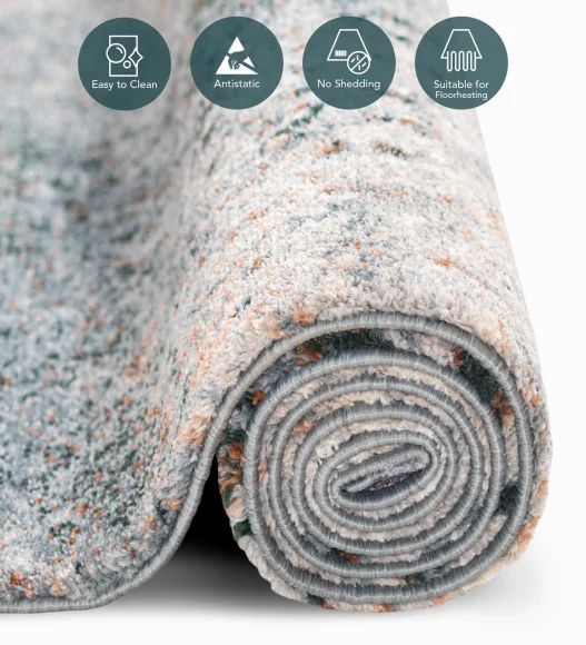 Reverie Abstract Machine Made Carpet Grey and Rust