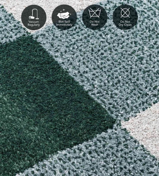 Reverie Geometric Machine Made Carpet Olive and Beige
