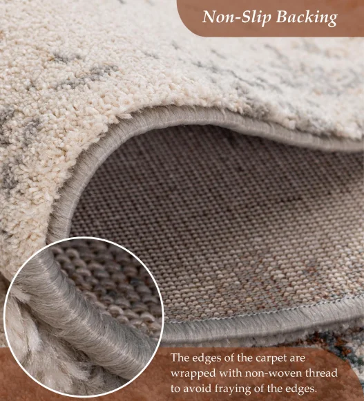 Reverie Abstract Machine Made Carpet Grey and Beige