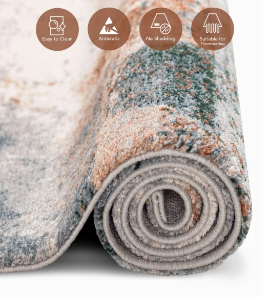 Reverie Abstract Machine Made Carpet Grey and Beige
