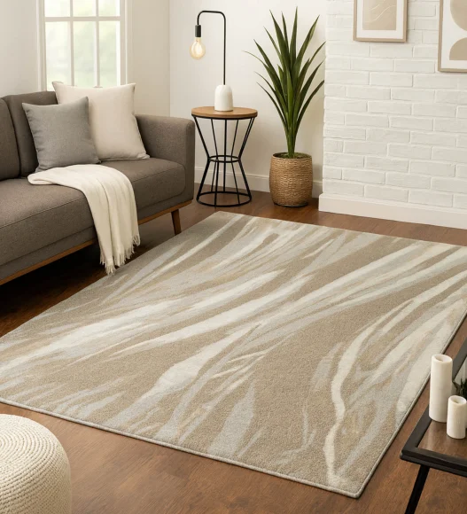 Pine Polyester Abstract Runner Beige