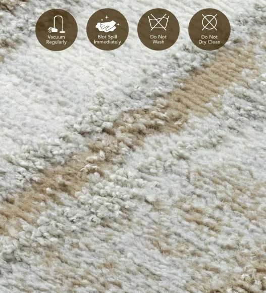 Pine Polyester Abstract Runner Beige