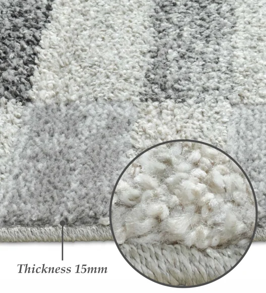 Pine Polyester Abstract Runner Grey