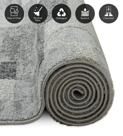 Pine Polyester Abstract Runner Grey