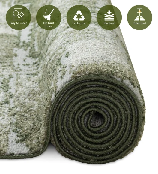Pine Polyester Abstract Runner Green