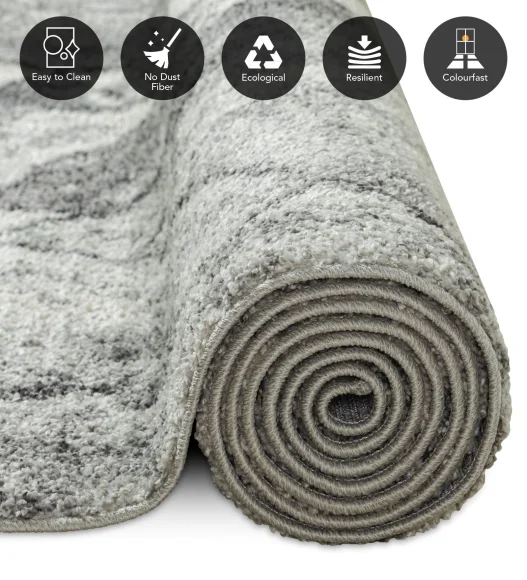 Pine Polyester Abstract Runner Grey