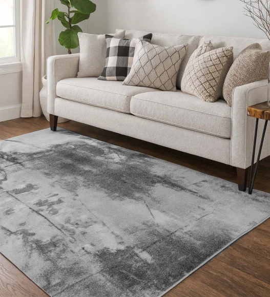 Pine Polyester Abstract Runner Grey
