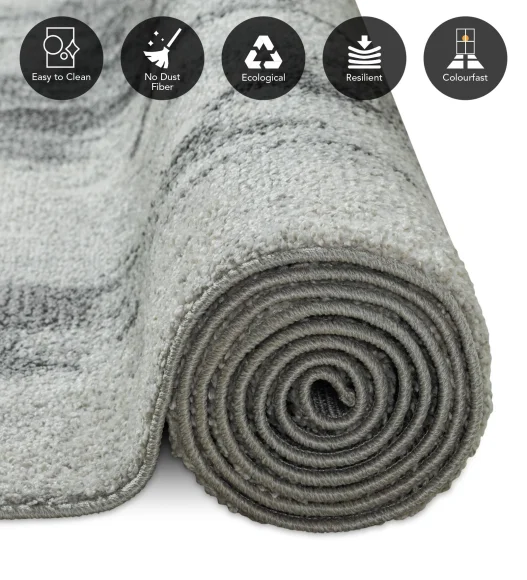 Pine Polyester Abstract Runner Grey