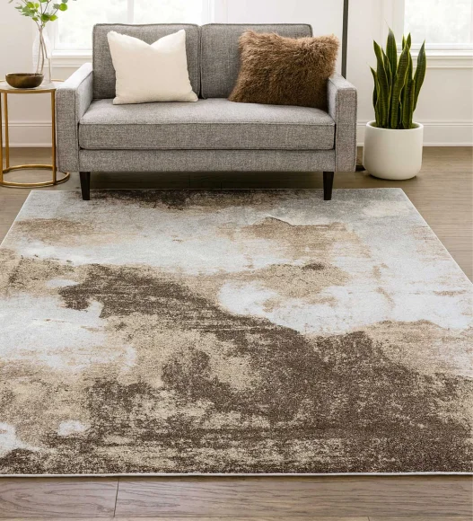 Pine Polyester Abstract Runner Beige