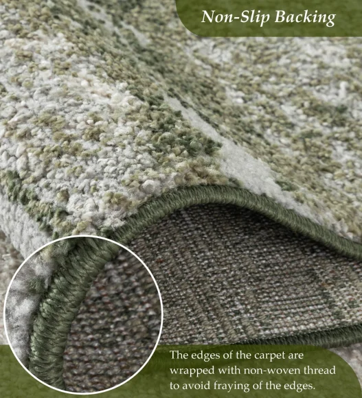 Pine Polyester Abstract Carpet Green