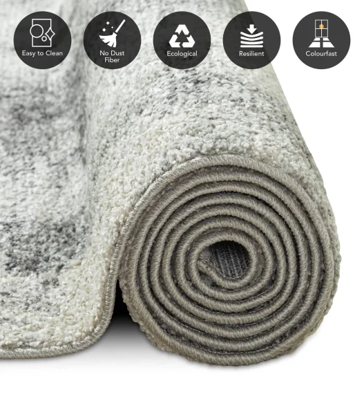 Pine Polyester Abstract Carpet Grey