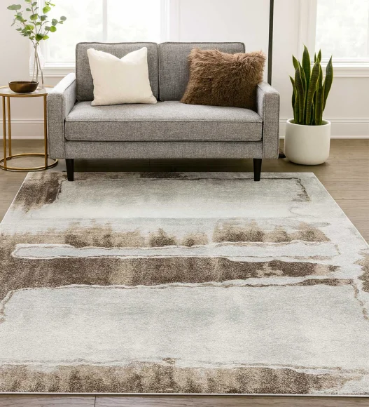 Pine Polyester Abstract Carpet Beige