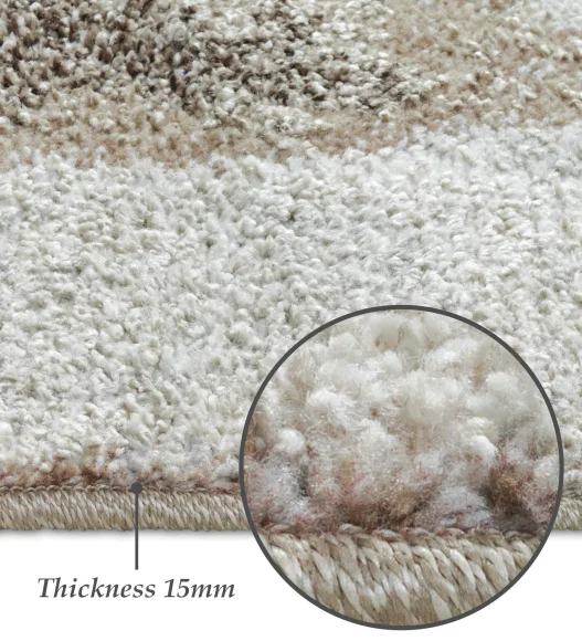 Pine Polyester Abstract Carpet Beige