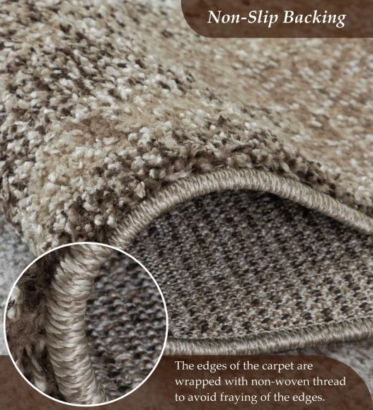 Pine Polyester Abstract Carpet Beige