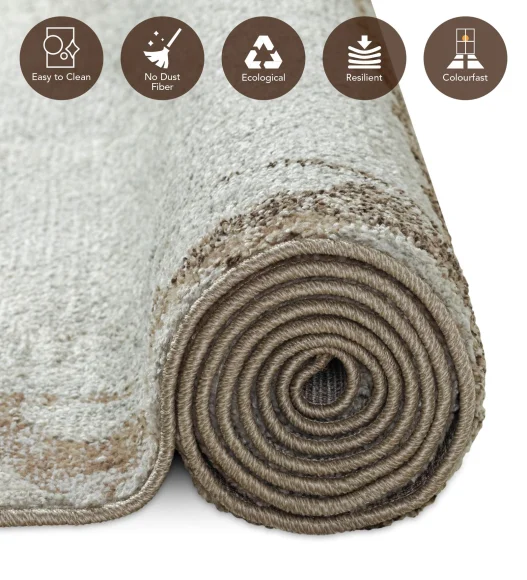 Pine Polyester Abstract Carpet Beige