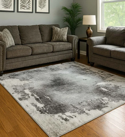 Pine Polyester Abstract Carpet Cream