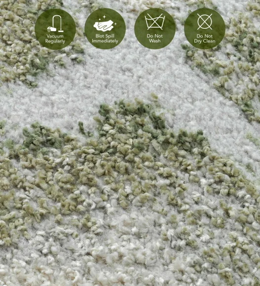 Pine Polyester Abstract Carpet Green