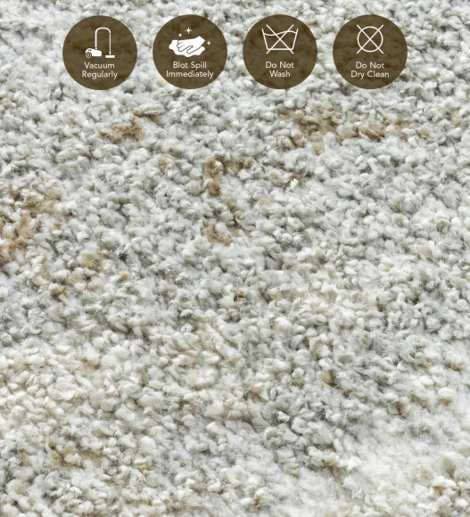 Pine Polyester Abstract Carpet Cream