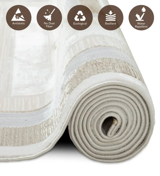 Cuba Polyester Geometric Runner Beige