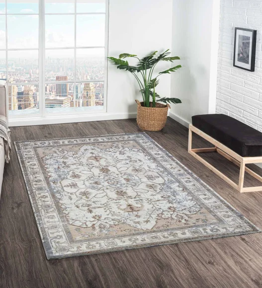 Cuba Polyester Classical Carpet Beige