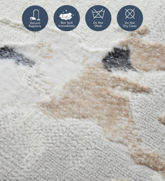 Cuba Polyester Abstract Carpet Cream