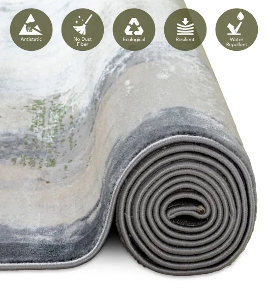 Cuba Polyester Abstract Carpet Green