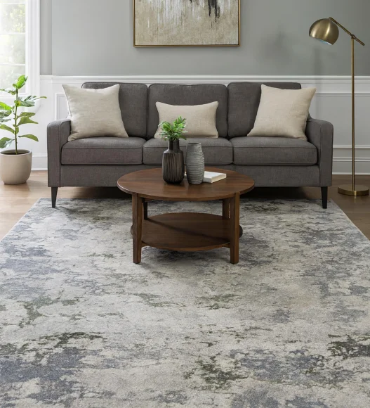 Cuba Polyester Abstract Carpet Green