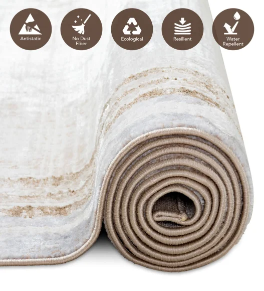 Cuba Polyester Abstract Carpet Cream