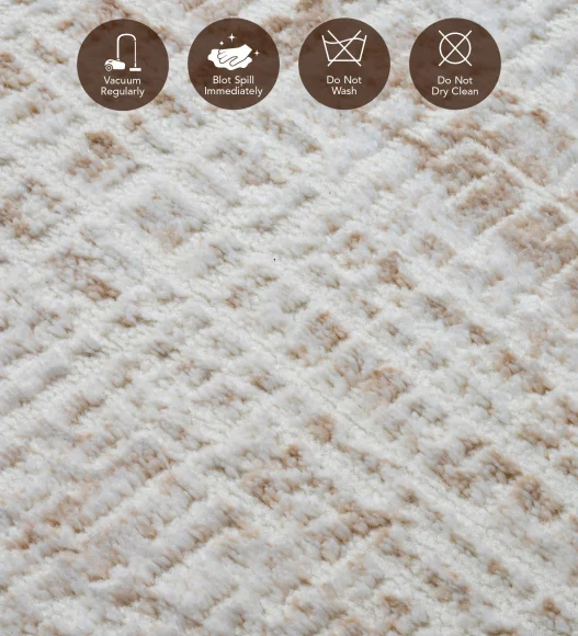 Cuba Polyester Abstract Carpet Cream