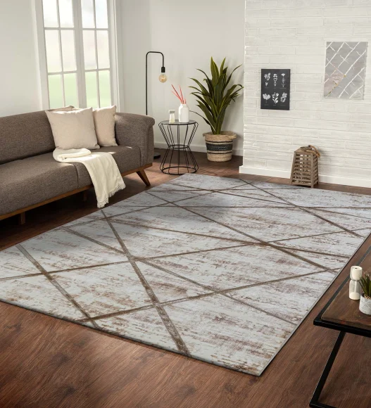 Cuba Polyester Abstract Carpet Beige