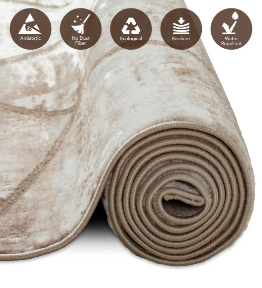 Cuba Polyester Abstract Carpet Beige