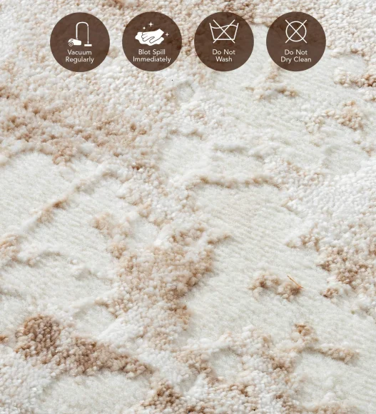 Cuba Polyester Abstract Carpet Beige