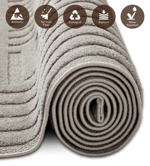 Rosa Polyester Abstract Runner Beige