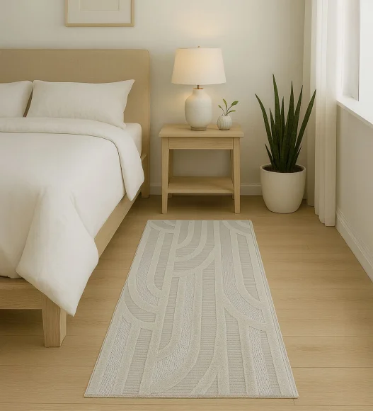 Rosa Polyester Abstract Runner Beige