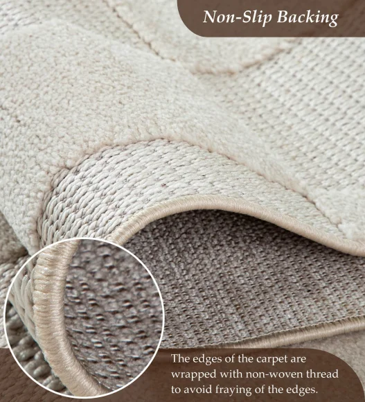 Rosa Polyester Abstract Carpet Beige