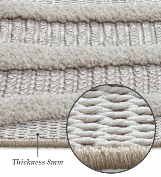 Rosa Polyester Abstract Carpet Beige